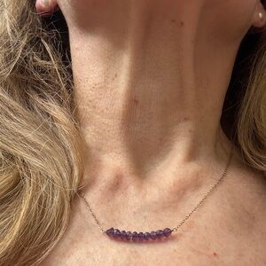 Handmade Amethyst Bead Bar Necklace - Purple